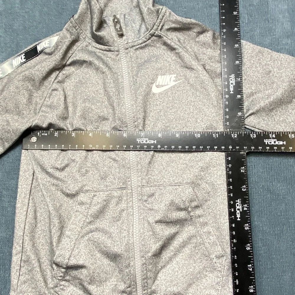 Nike Track Jacket Girl 6 Heather Gray Full Zip Mock Neck Swoosh Logo Performance